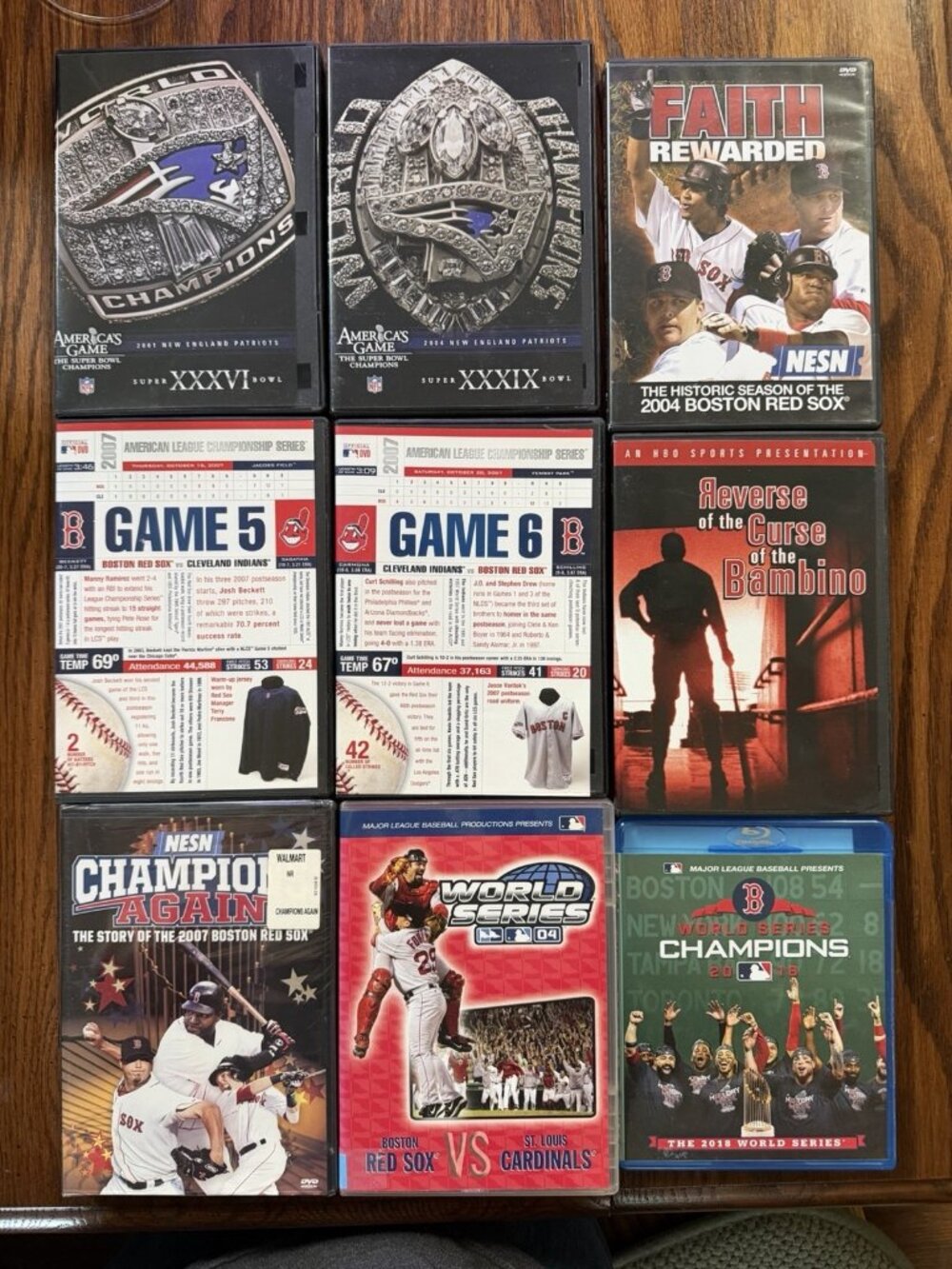 Lot of 8 DVD’s & 1 Blu-ray Sports Red Six Patriots New England